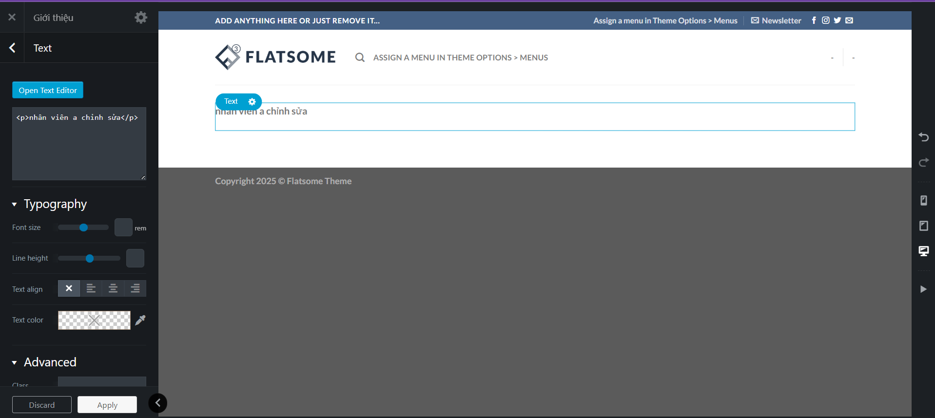 Nhân viên A sửa trang với Uxbuilder trước